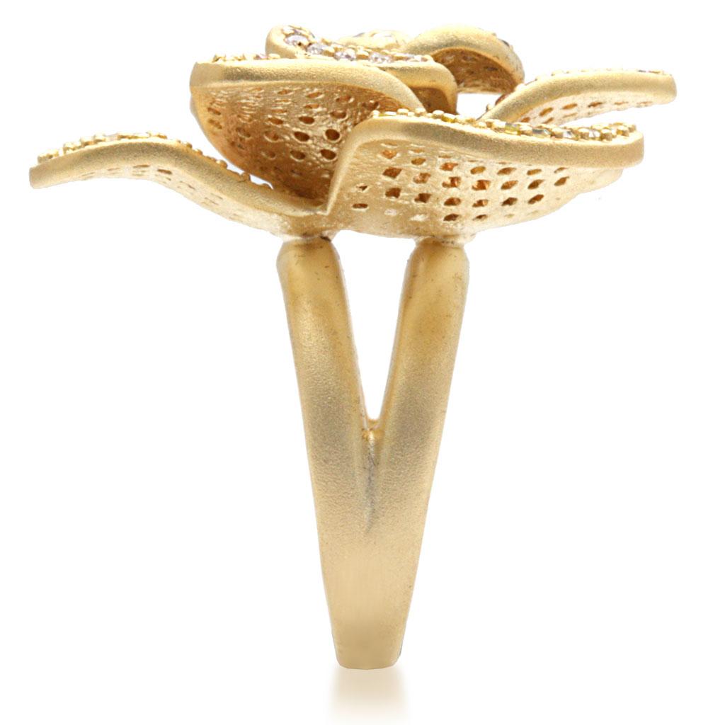 MA1W091 - Matte Gold Brass Ring with AAA Grade CZ in Multi Color