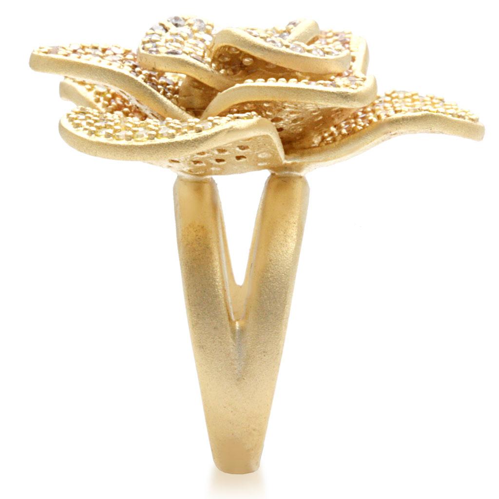 MA1W091 - Matte Gold Brass Ring with AAA Grade CZ in Multi Color