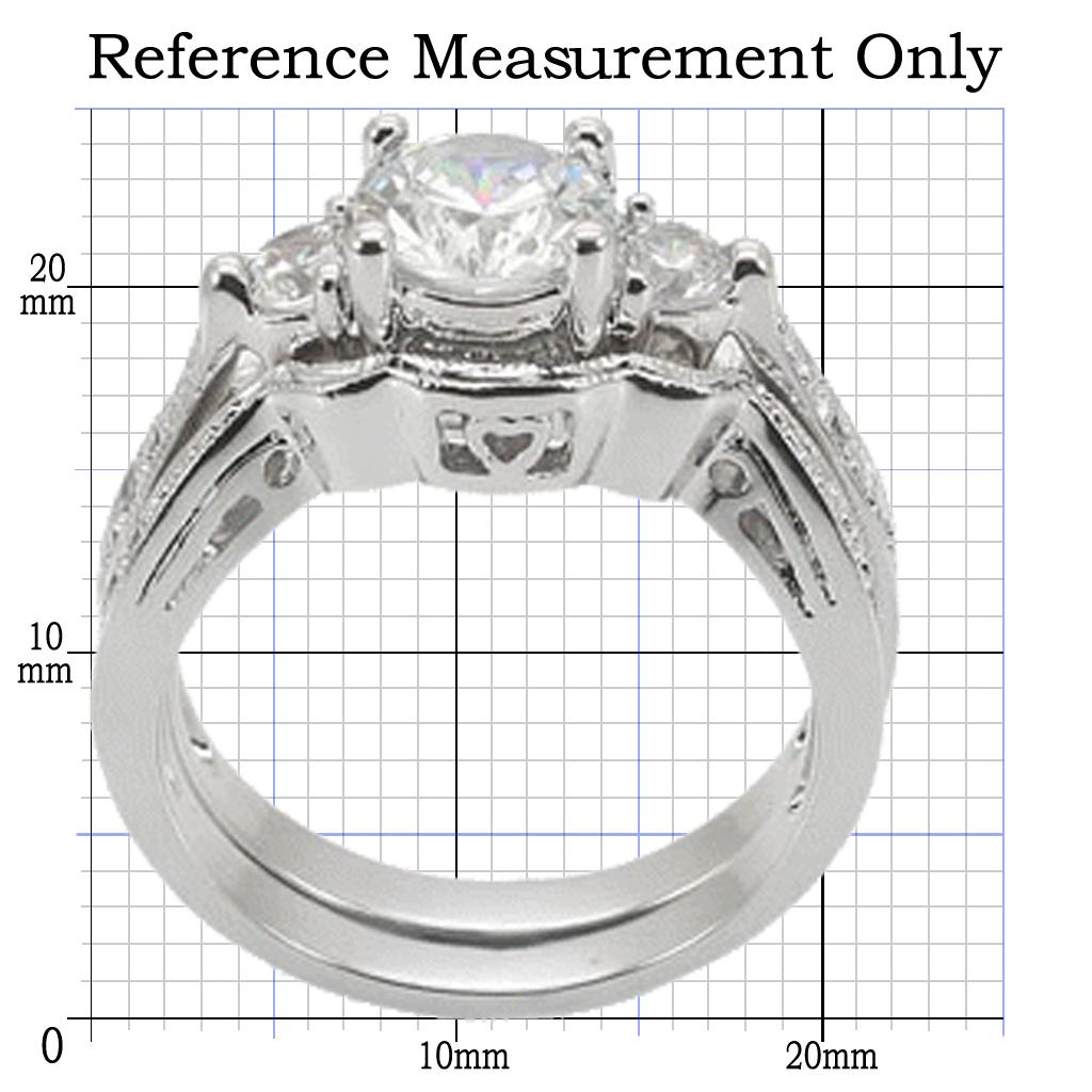 MA1W002 - Rhodium Brass Ring with AAA Grade CZ in Clear