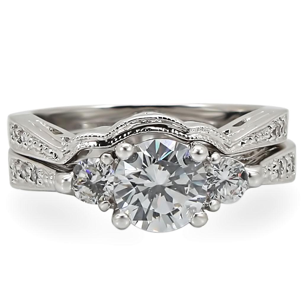 MA1W002 - Rhodium Brass Ring with AAA Grade CZ in Clear