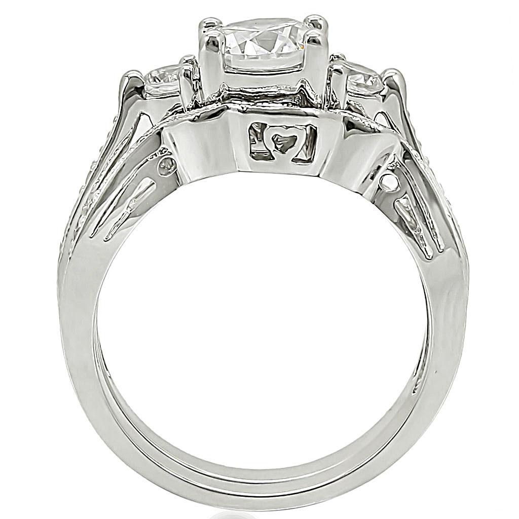 MA1W002 - Rhodium Brass Ring with AAA Grade CZ in Clear