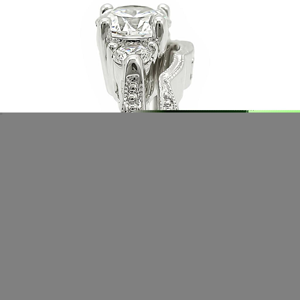 MA1W002 - Rhodium Brass Ring with AAA Grade CZ in Clear