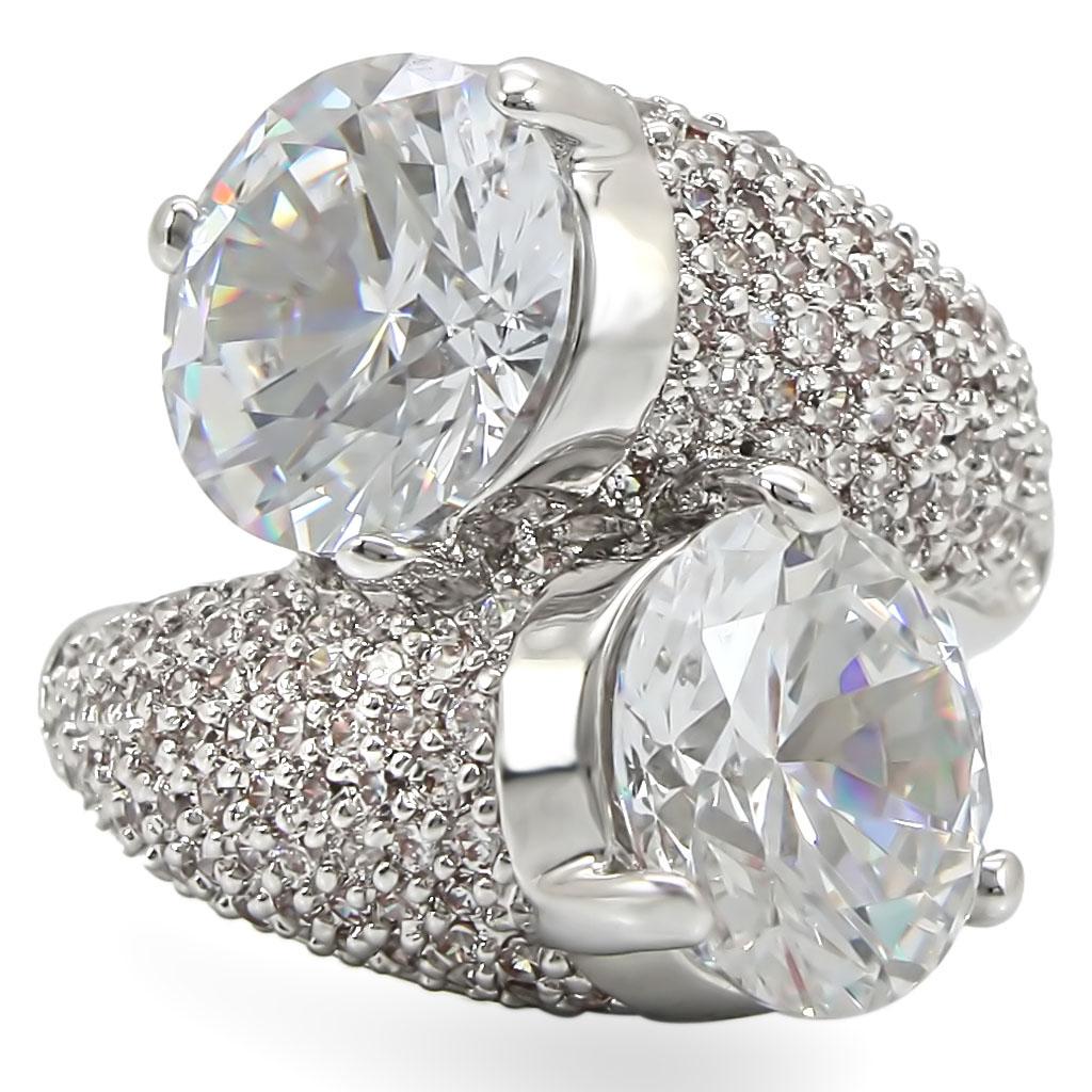 MA1W015 - Rhodium Brass Ring with AAA Grade CZ in Clear