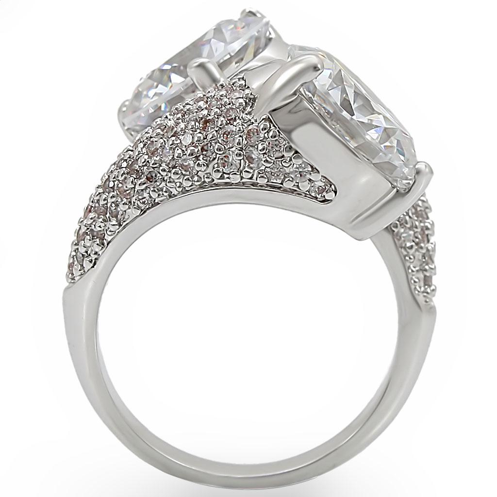 MA1W015 - Rhodium Brass Ring with AAA Grade CZ in Clear