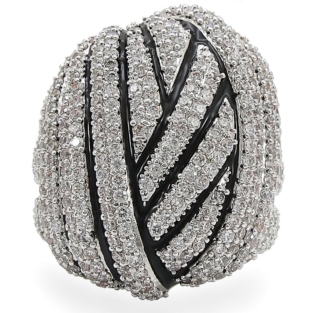 MA1W016 - Rhodium Brass Ring with AAA Grade CZ in Clear