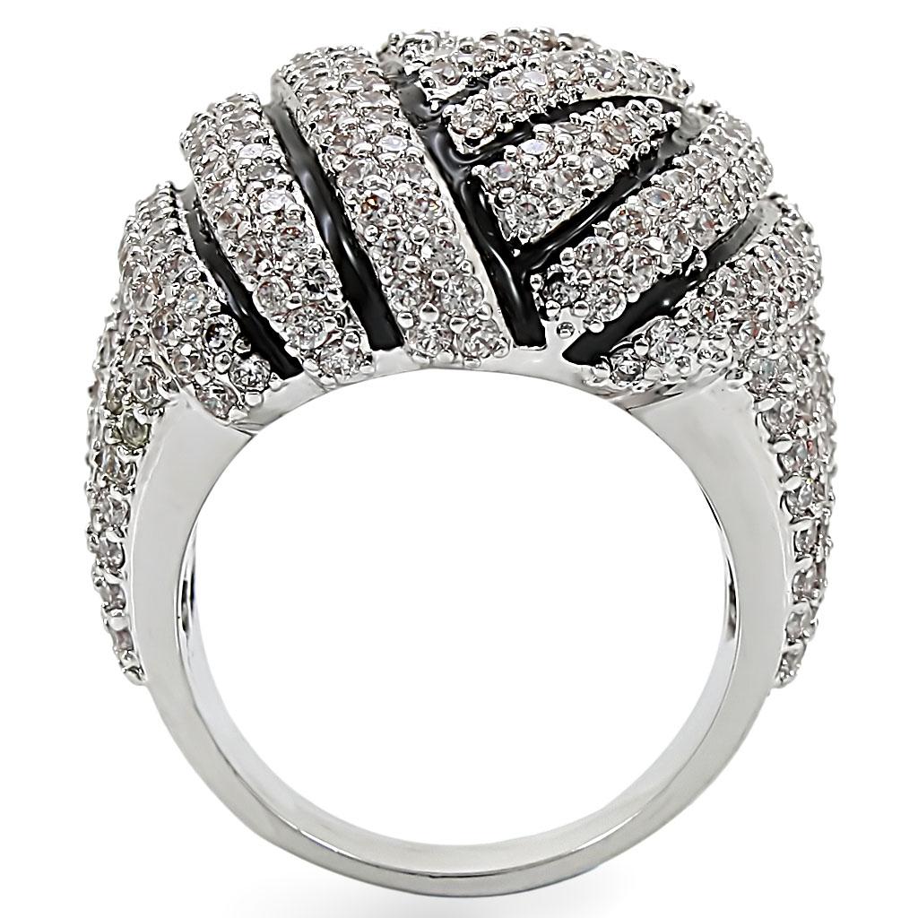 MA1W016 - Rhodium Brass Ring with AAA Grade CZ in Clear