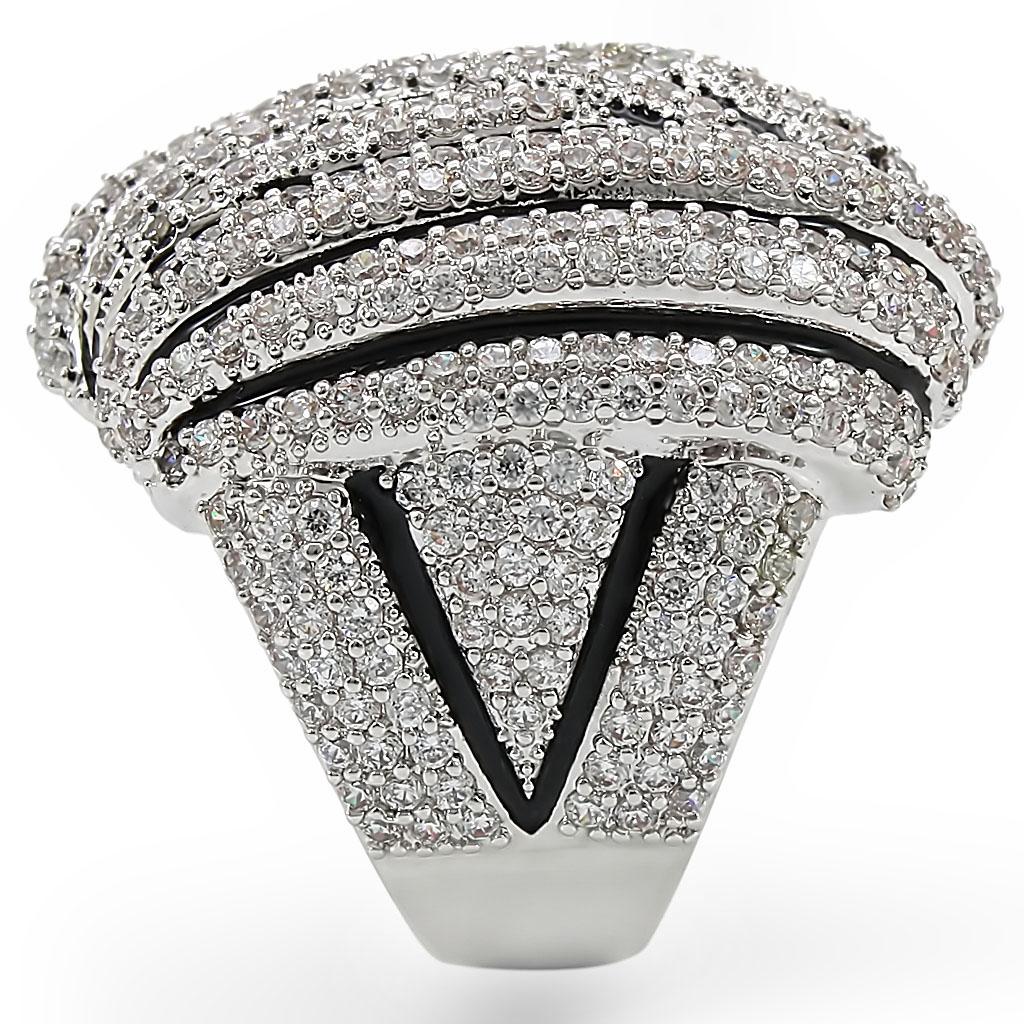 MA1W016 - Rhodium Brass Ring with AAA Grade CZ in Clear