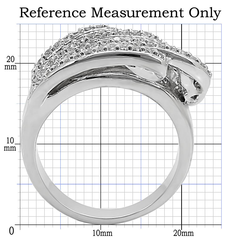 MA1W018 - Rhodium Brass Ring with AAA Grade CZ in Clear