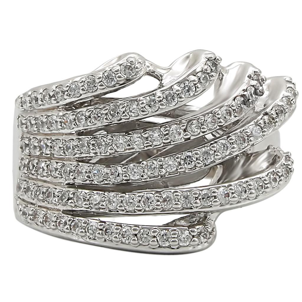 MA1W018 - Rhodium Brass Ring with AAA Grade CZ in Clear