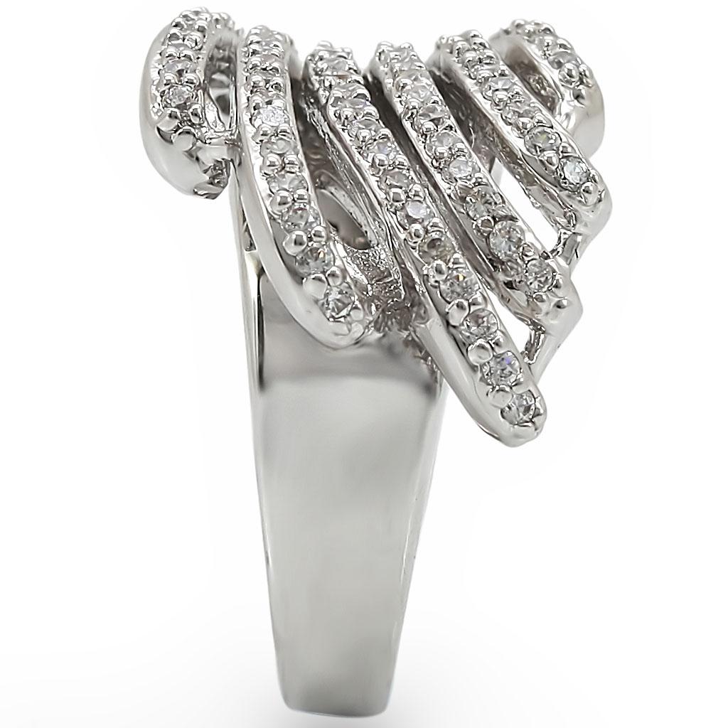 MA1W018 - Rhodium Brass Ring with AAA Grade CZ in Clear