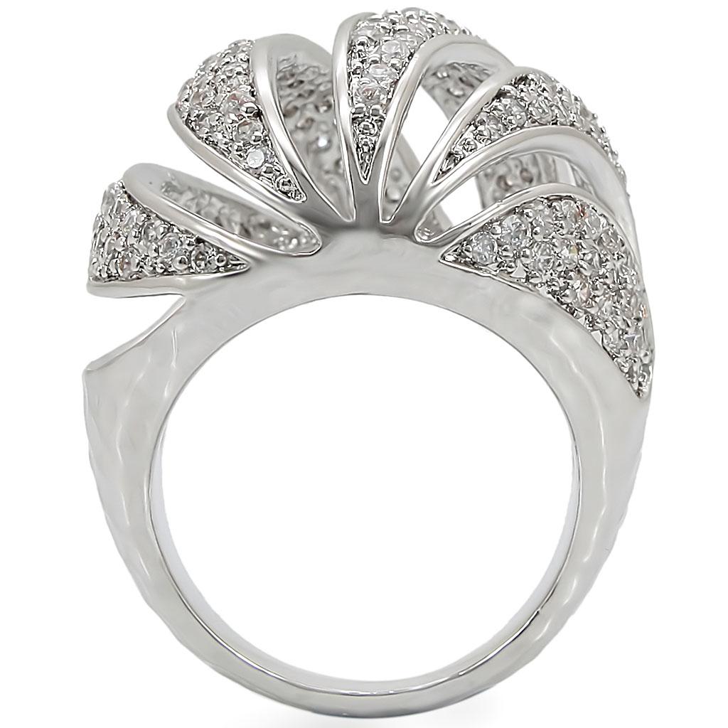 MA1W019 - Rhodium Brass Ring with AAA Grade CZ in Clear