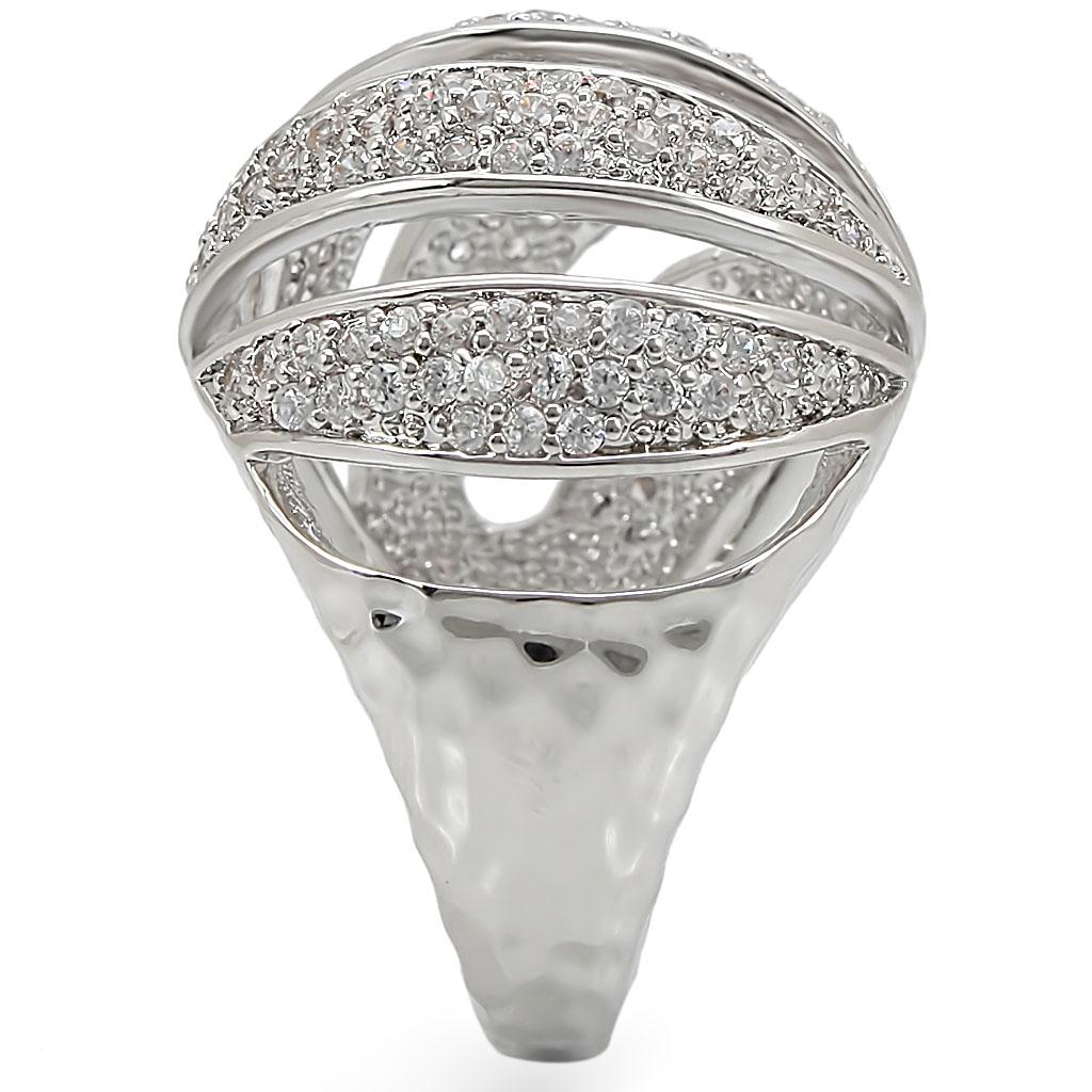 MA1W019 - Rhodium Brass Ring with AAA Grade CZ in Clear