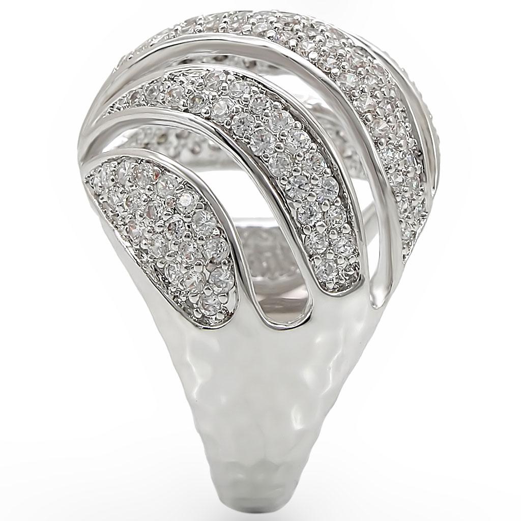 MA1W019 - Rhodium Brass Ring with AAA Grade CZ in Clear
