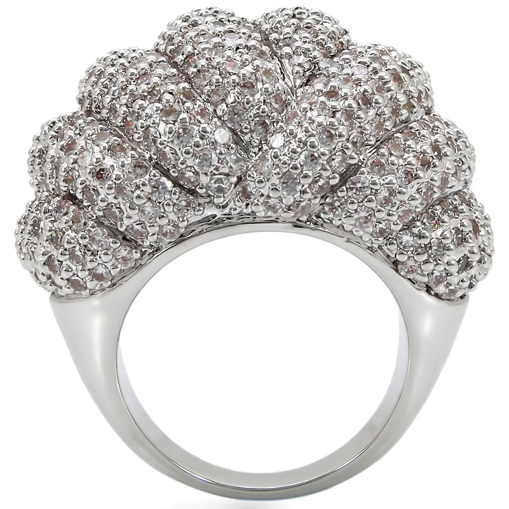 MA1W020 - Rhodium Brass Ring with AAA Grade CZ in Clear