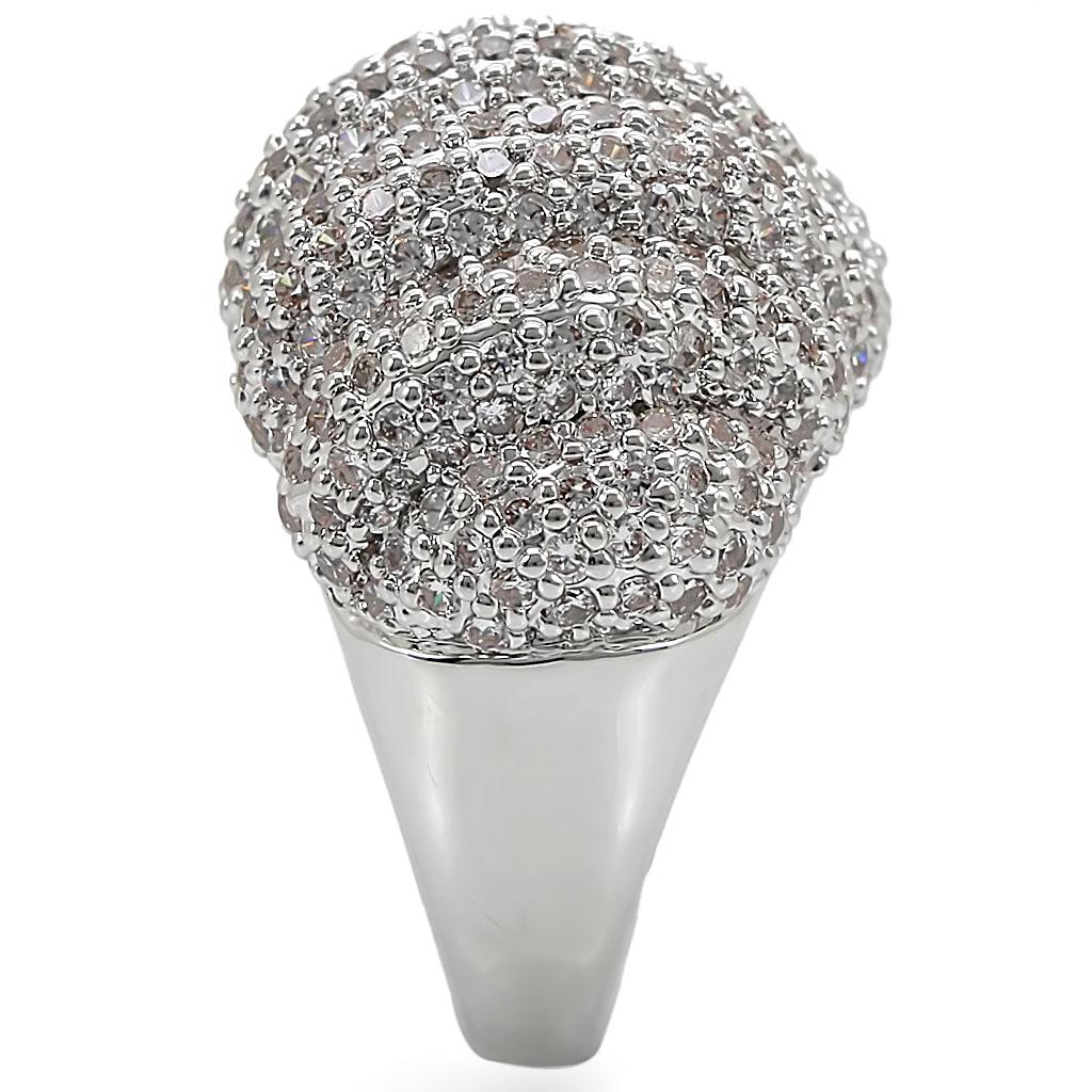 MA1W020 - Rhodium Brass Ring with AAA Grade CZ in Clear