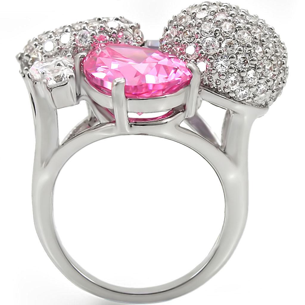 MA1W021 - Rhodium Brass Ring with AAA Grade CZ in Multi Color