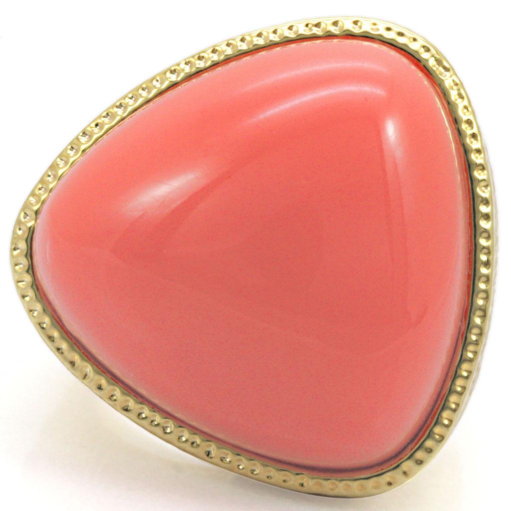 MA1W026 - Gold Brass Ring with Semi-Precious Coral in Rose
