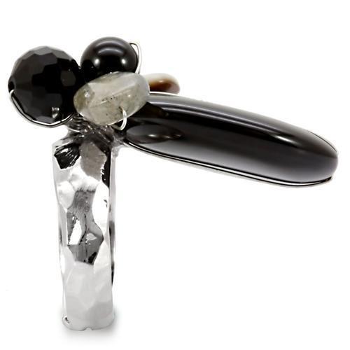 MALOA594 - Antique Tone Brass Ring with Assorted in Multi Color