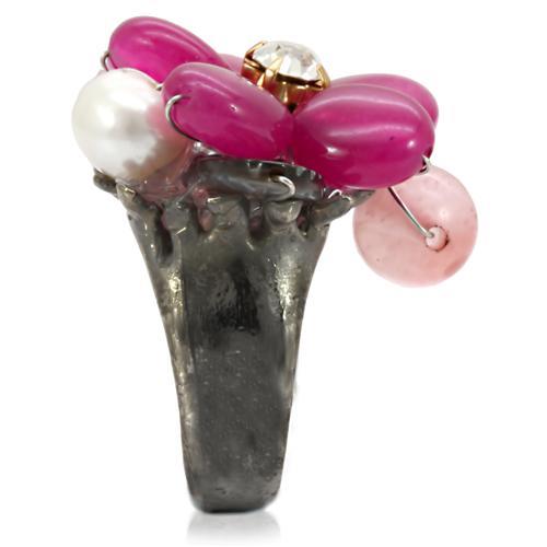 MALOA595 - Antique Tone Brass Ring with Assorted in Multi Color