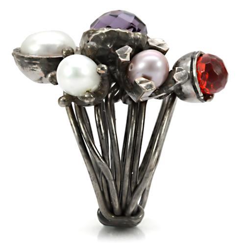 MALOA599 - Antique Tone Brass Ring with Assorted in Multi Color