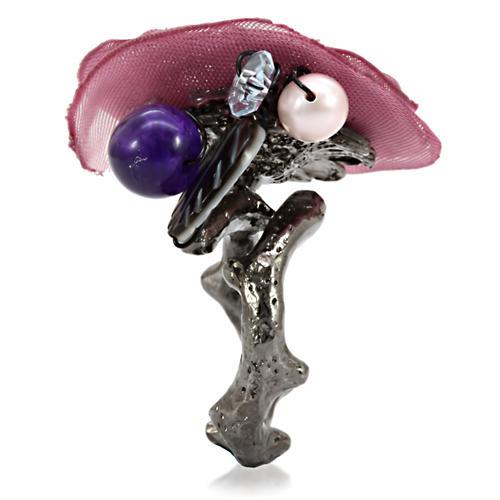 MALOA600 - Antique Tone Brass Ring with Assorted in Multi Color