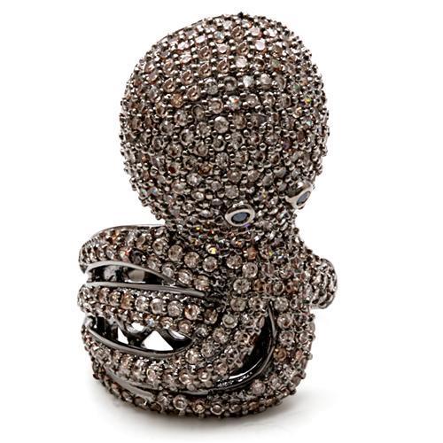 MA1W080 - Ruthenium Brass Ring with AAA Grade CZ in Multi Color