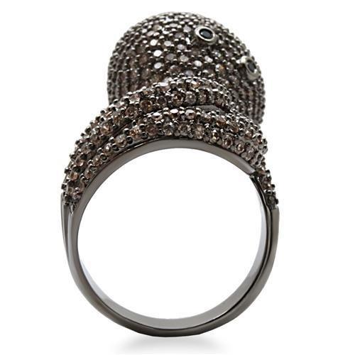 MA1W080 - Ruthenium Brass Ring with AAA Grade CZ in Multi Color