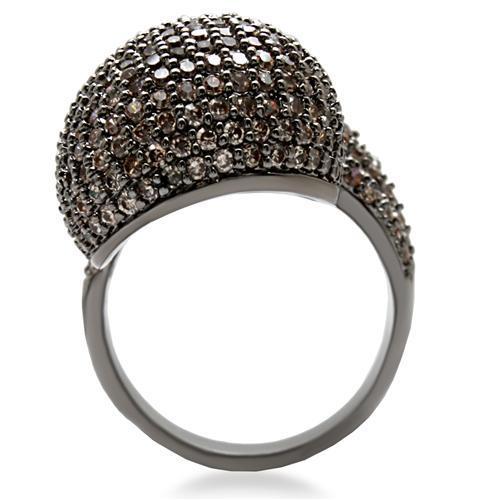 MA1W080 - Ruthenium Brass Ring with AAA Grade CZ in Multi Color