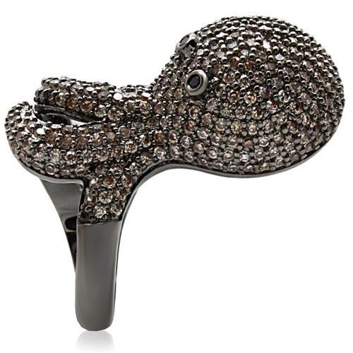 MA1W080 - Ruthenium Brass Ring with AAA Grade CZ in Multi Color