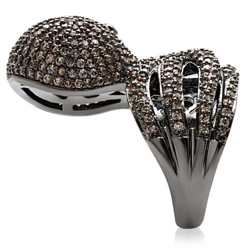 MA1W080 - Ruthenium Brass Ring with AAA Grade CZ in Multi Color