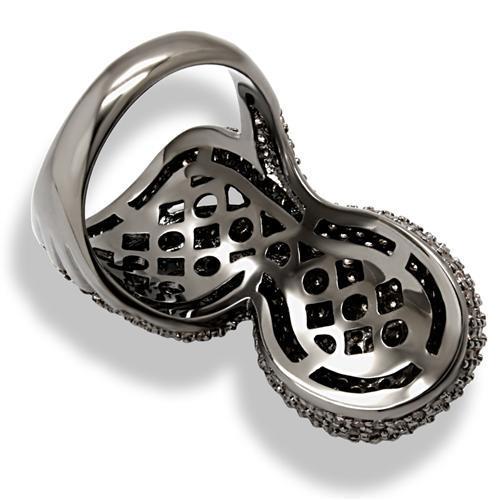 MA1W080 - Ruthenium Brass Ring with AAA Grade CZ in Multi Color