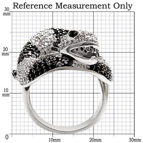 MA1W081 - Rhodium + Ruthenium Brass Ring with AAA Grade CZ in Black Diamond