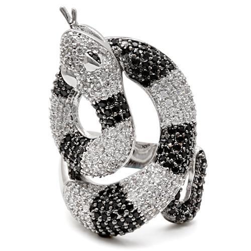 MA1W081 - Rhodium + Ruthenium Brass Ring with AAA Grade CZ in Black Diamond