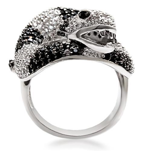 MA1W081 - Rhodium + Ruthenium Brass Ring with AAA Grade CZ in Black Diamond