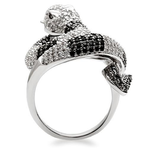 MA1W081 - Rhodium + Ruthenium Brass Ring with AAA Grade CZ in Black Diamond