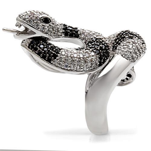 MA1W081 - Rhodium + Ruthenium Brass Ring with AAA Grade CZ in Black Diamond