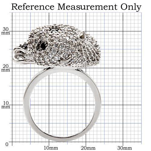 MA1W083 - Rhodium + Ruthenium Brass Ring with AAA Grade CZ in Black Diamond