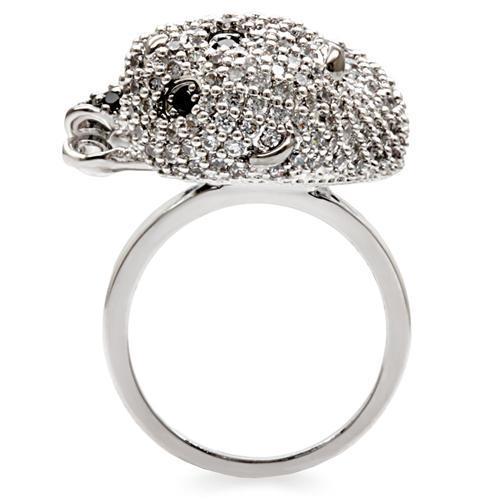 MA1W083 - Rhodium + Ruthenium Brass Ring with AAA Grade CZ in Black Diamond