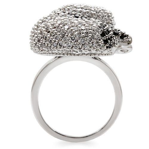 MA1W083 - Rhodium + Ruthenium Brass Ring with AAA Grade CZ in Black Diamond