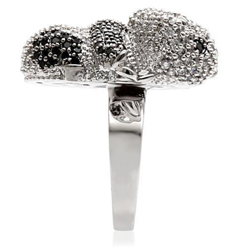 MA1W083 - Rhodium + Ruthenium Brass Ring with AAA Grade CZ in Black Diamond