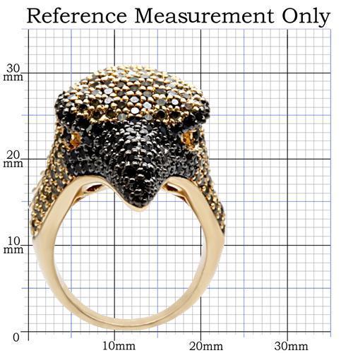MA1W084 - Gold+Ruthenium Brass Ring with AAA Grade CZ in Multi Color