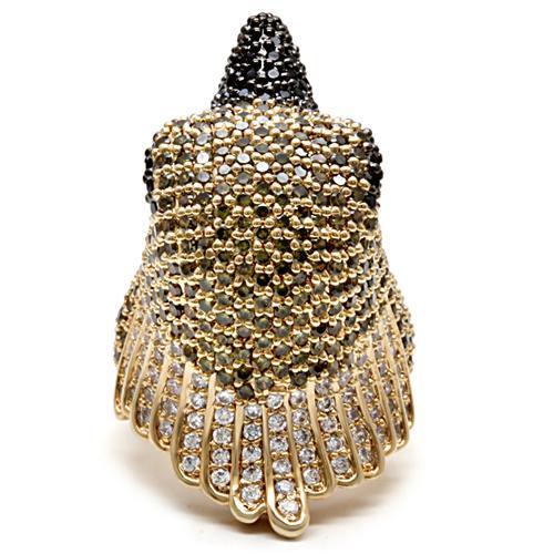 MA1W084 - Gold+Ruthenium Brass Ring with AAA Grade CZ in Multi Color