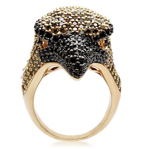 MA1W084 - Gold+Ruthenium Brass Ring with AAA Grade CZ in Multi Color