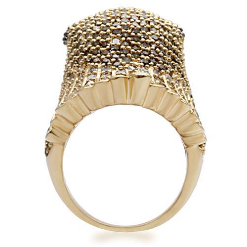 MA1W084 - Gold+Ruthenium Brass Ring with AAA Grade CZ in Multi Color