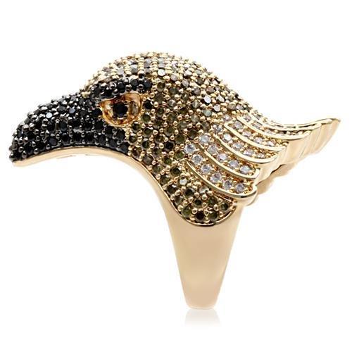 MA1W084 - Gold+Ruthenium Brass Ring with AAA Grade CZ in Multi Color
