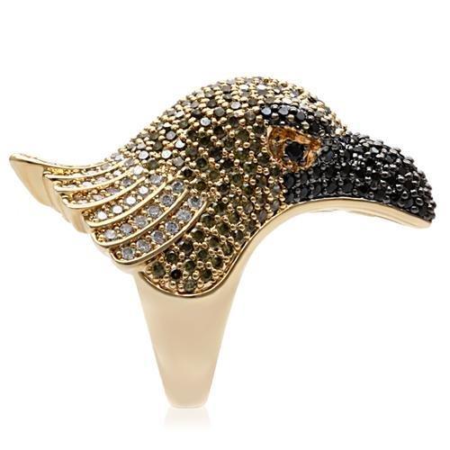MA1W084 - Gold+Ruthenium Brass Ring with AAA Grade CZ in Multi Color
