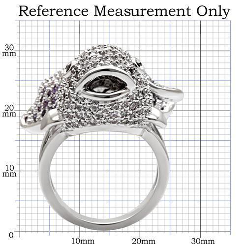 MA1W085 - Rhodium Brass Ring with AAA Grade CZ in Multi Color