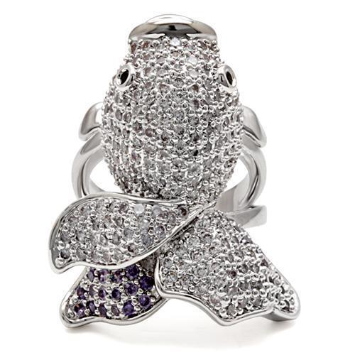 MA1W085 - Rhodium Brass Ring with AAA Grade CZ in Multi Color