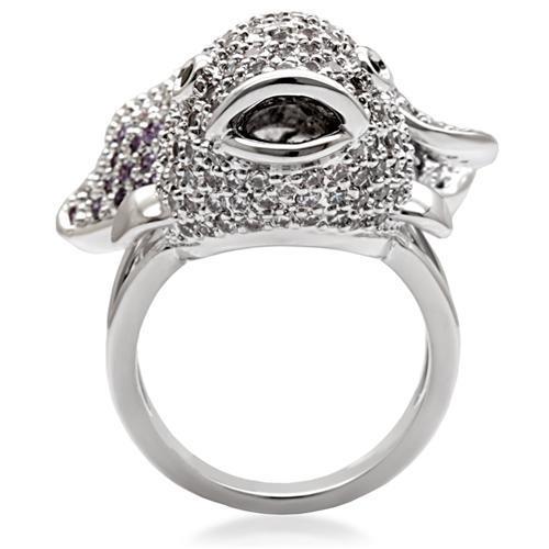 MA1W085 - Rhodium Brass Ring with AAA Grade CZ in Multi Color