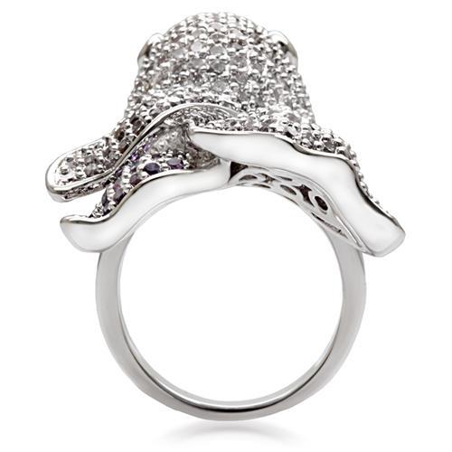 MA1W085 - Rhodium Brass Ring with AAA Grade CZ in Multi Color